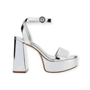 Larroude (Larroudé) Dolly Sandal In Silver Specchio Size 9